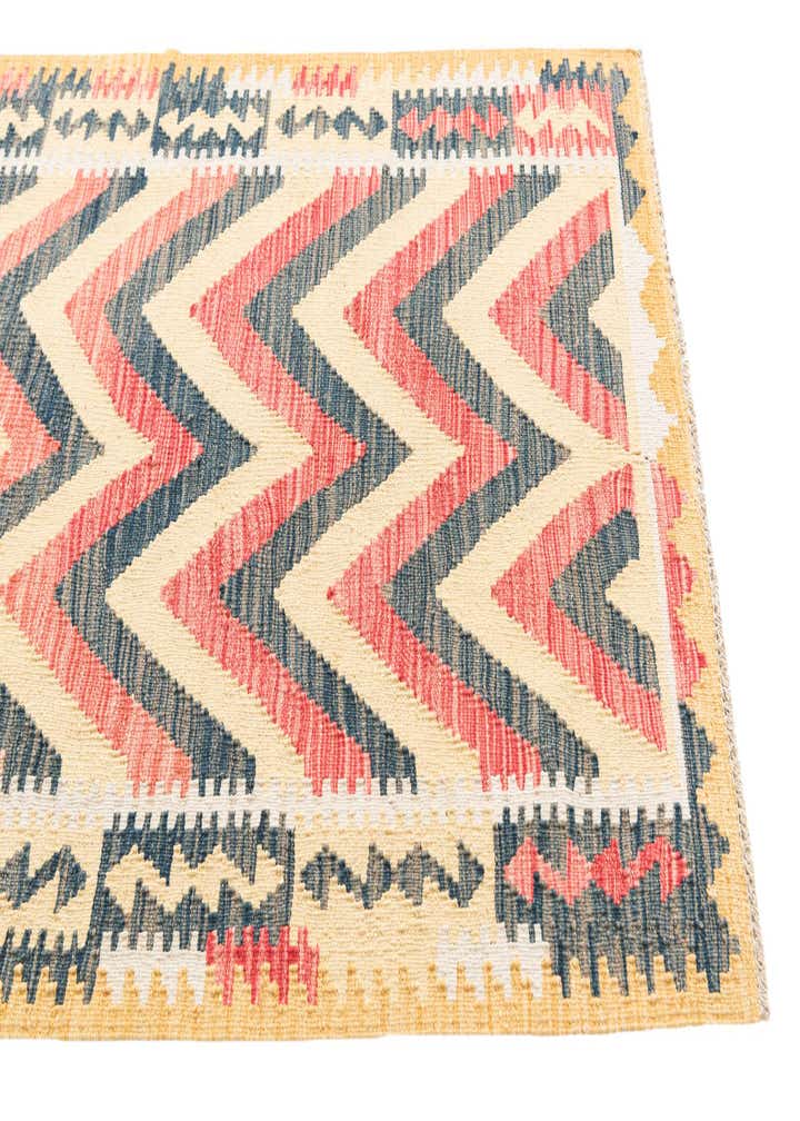 3' 7 x 6' 6 Hand Woven Kilim Maymana Wool Rug