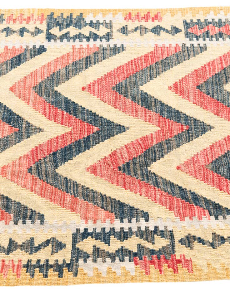 Detail image of 3' 7 x 6' 6 Hand Woven Kilim Maymana Wool Rug