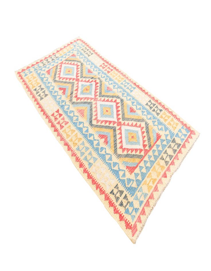 Detail image of 3' 7 x 6' 6  Hand Woven Kilim Maymana Wool Rug