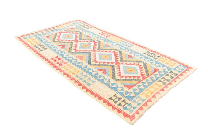 3' 7 x 6' 6 Hand Woven Kilim Maymana Wool Rug