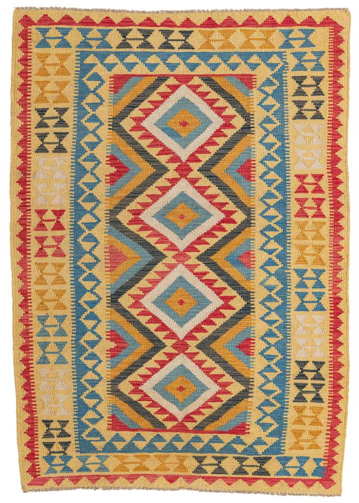 3' 7 x 6' 6 Hand Woven Kilim Maymana Wool Rug