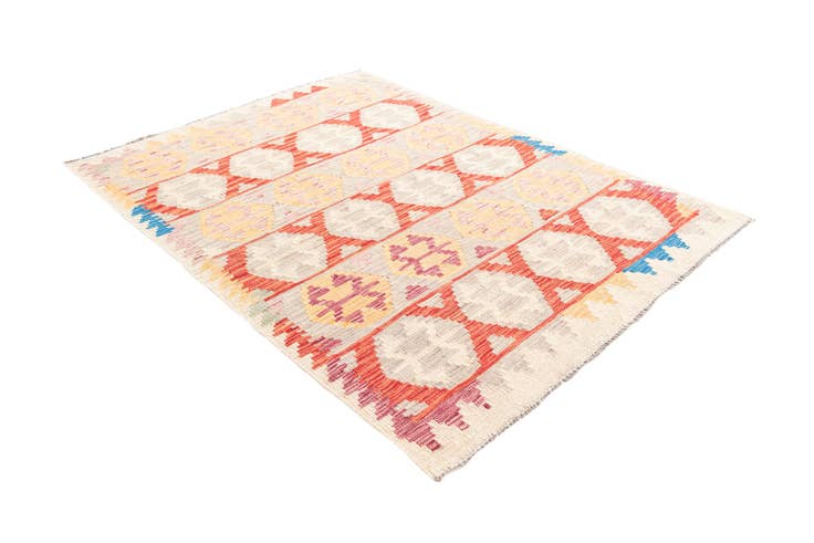 Detail image of 4' 3 x 5' 8 Hand Woven Kilim Maymana Wool Rug