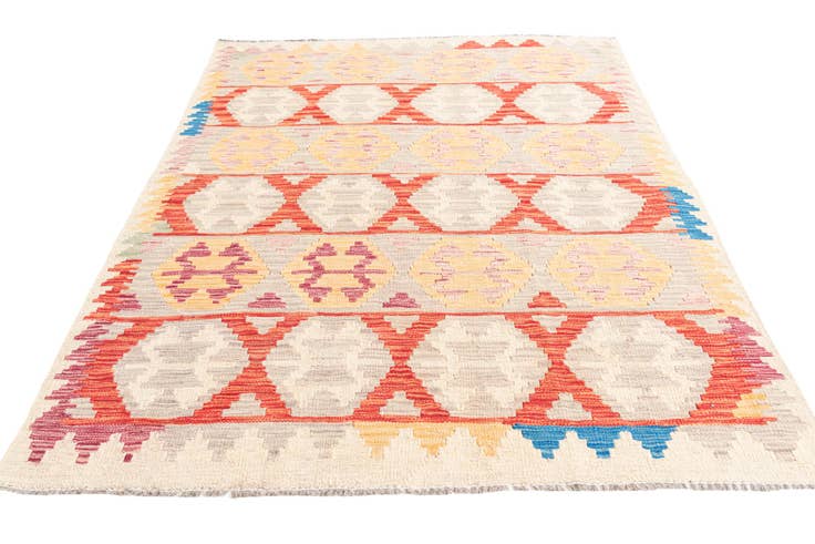 Detail image of 4' 3 x 5' 8 Hand Woven Kilim Maymana Wool Rug