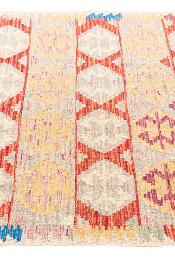 4' 3 x 5' 8 Hand Woven Kilim Maymana Wool Rug