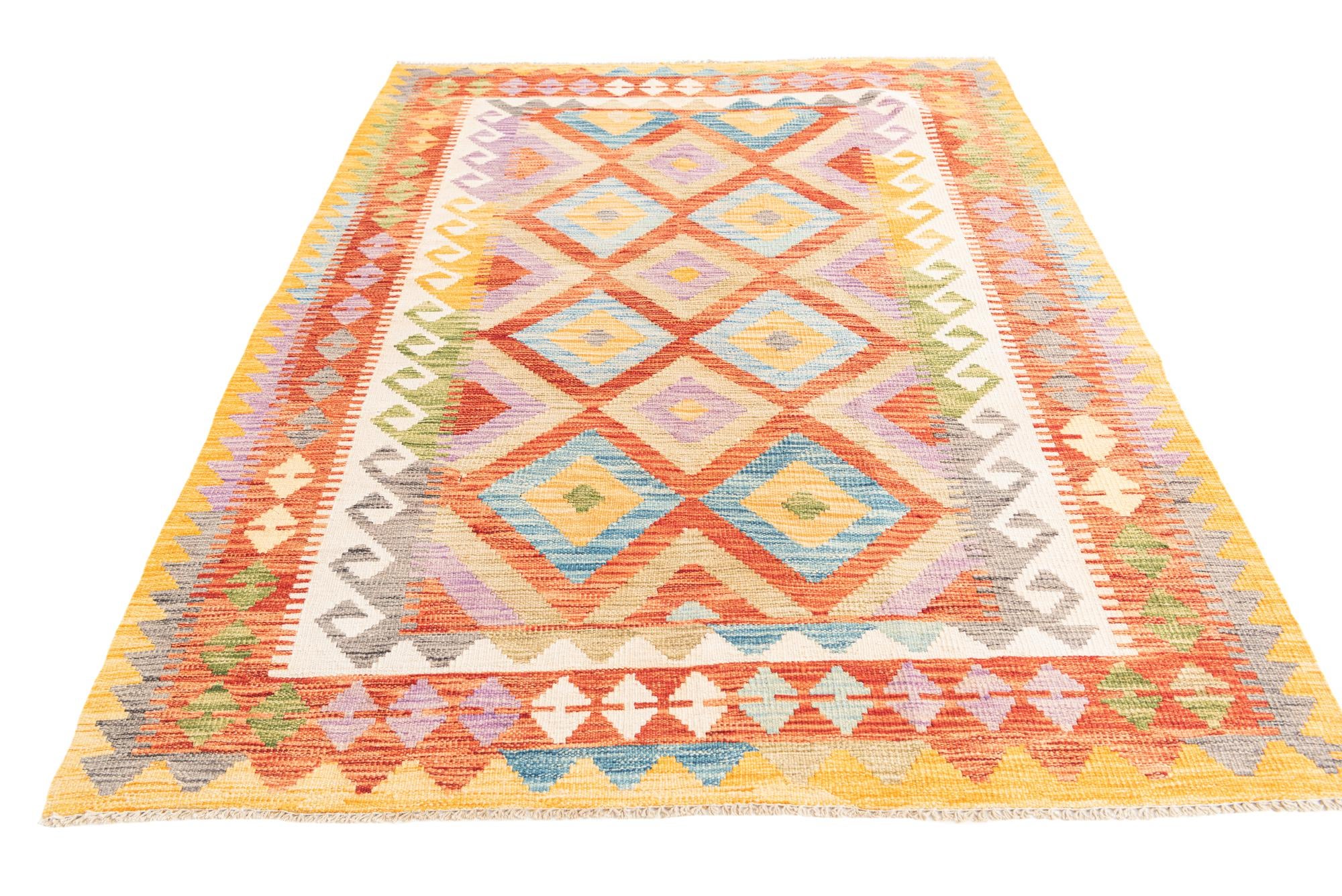 130cm x 180cm Tejido a mano Kilim Maymana Alfombra Lana