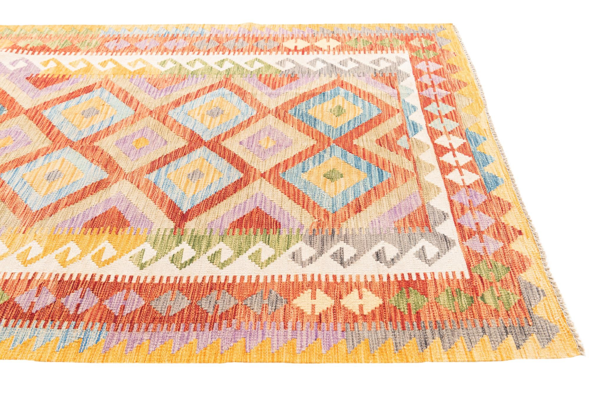 130cm x 180cm Tejido a mano Kilim Maymana Alfombra Lana