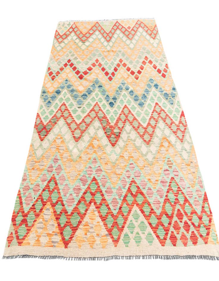 Detail image of 4' 3 x 6'  Hand Woven Kilim Maymana Wool Rug