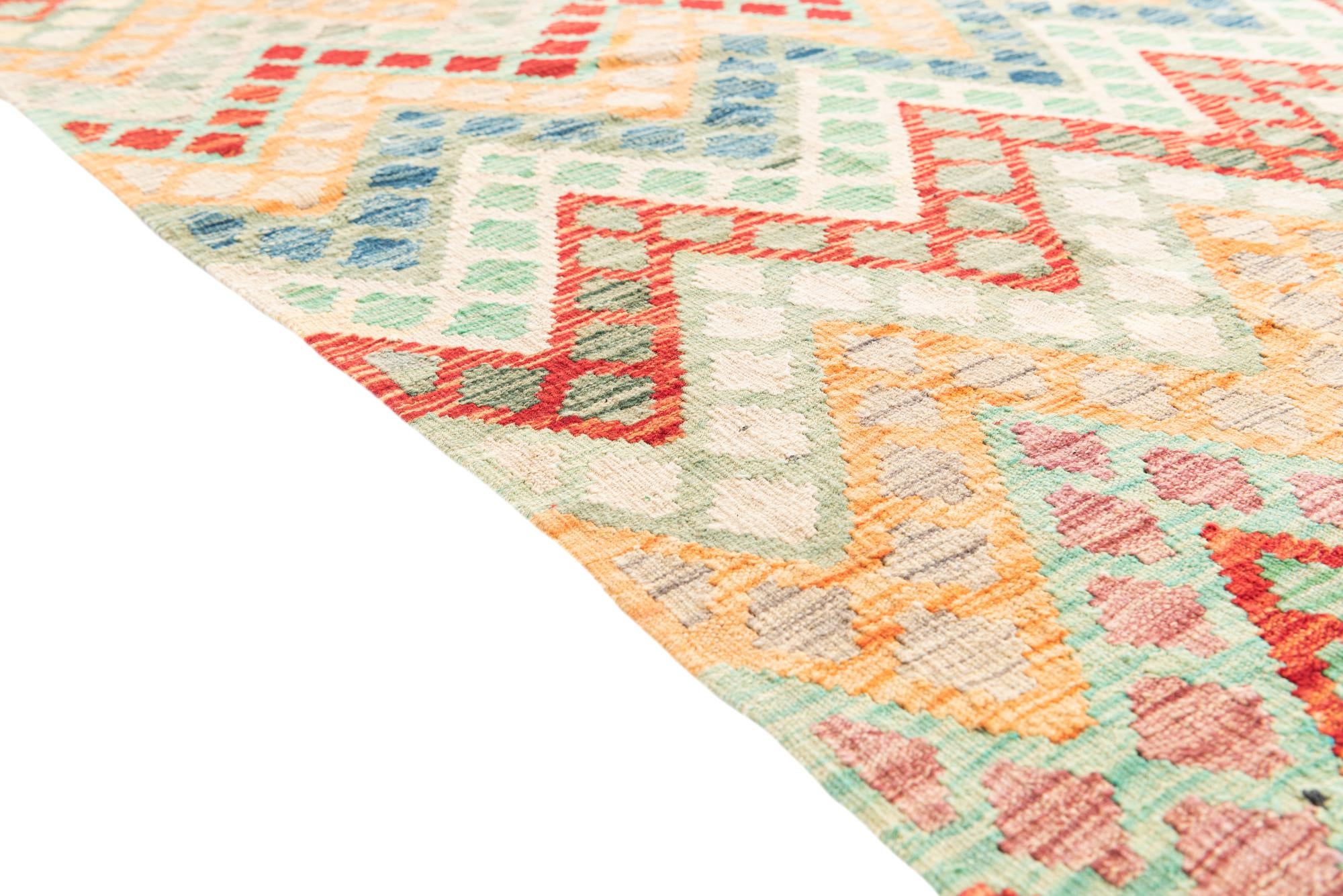 4' 3 x 6' Hand Woven Kilim Maymana Wool Rug