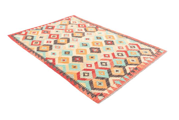 3' 10 x 5' 7 Hand Woven Kilim Maymana Wool Rug