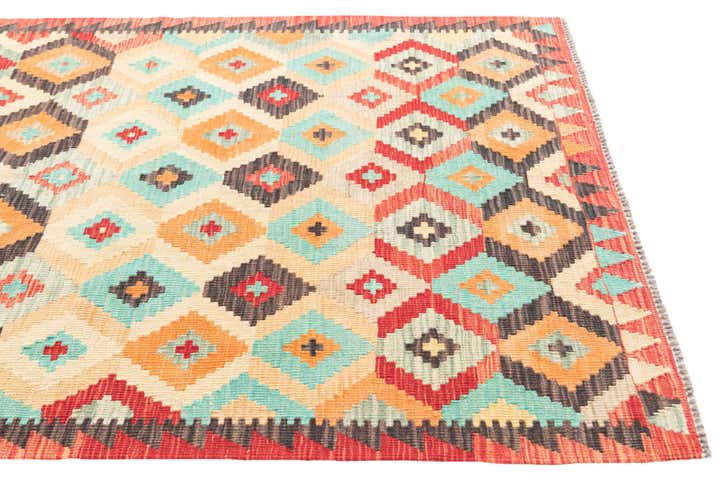 3' 10 x 5' 7 Hand Woven Kilim Maymana Wool Rug