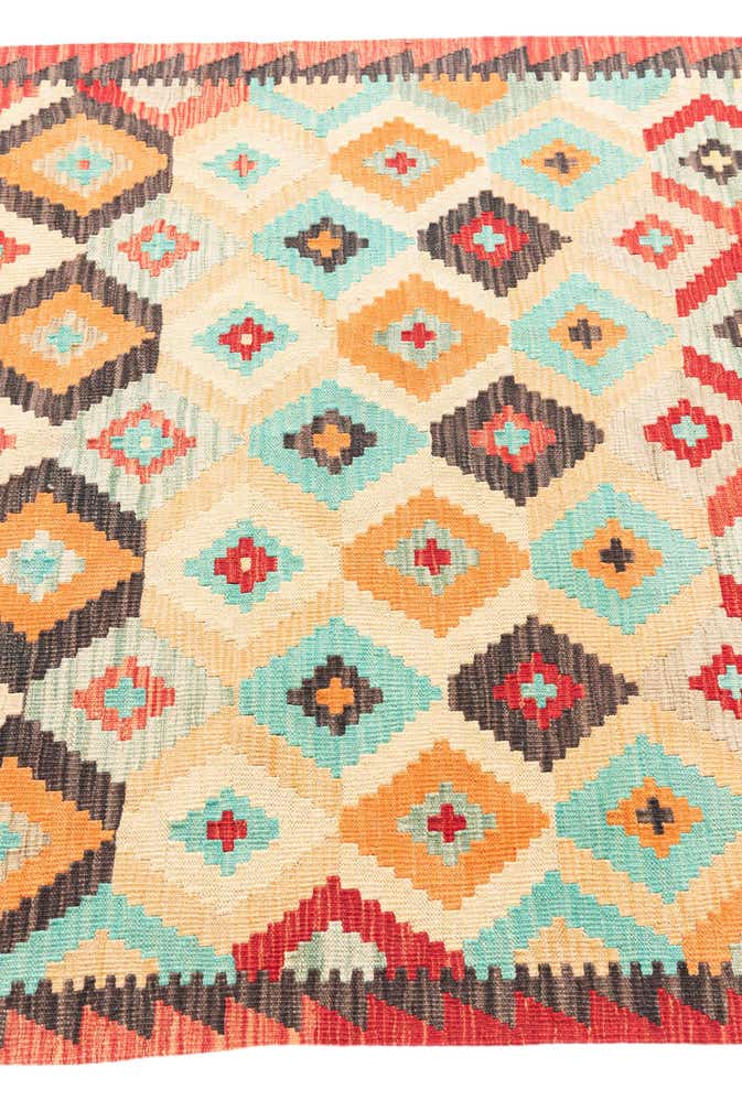 3' 10 x 5' 7 Hand Woven Kilim Maymana Wool Rug