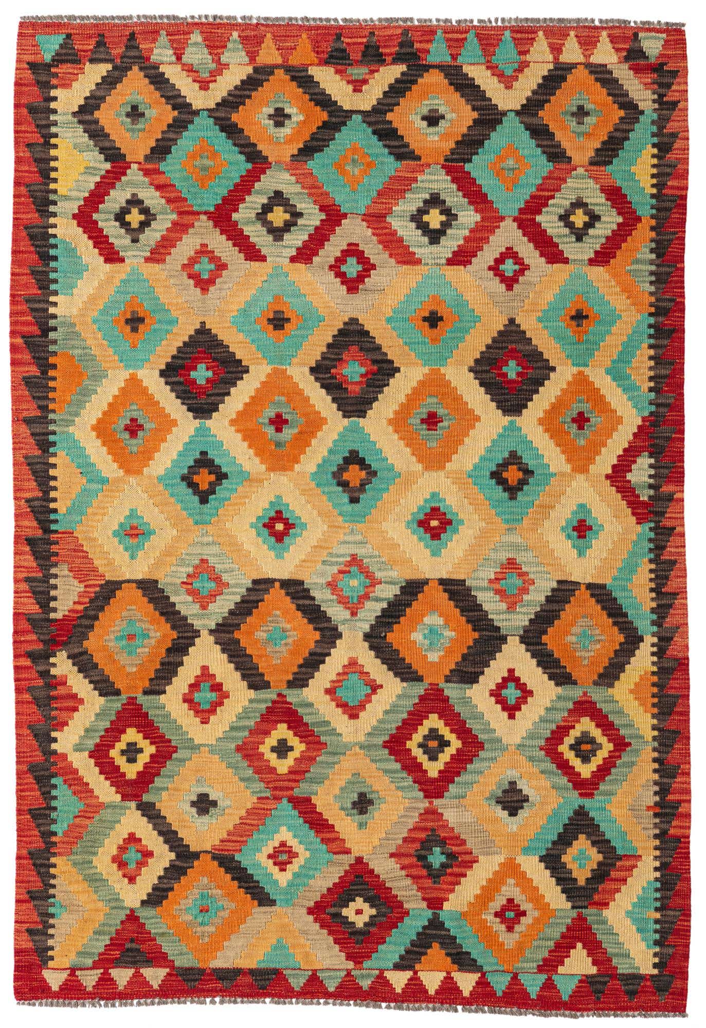 3' 10 x 5' 7 Hand Woven Kilim Maymana Wool Rug