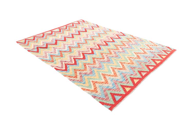 Detail image of 4' 5 x 6' Hand Woven Kilim Maymana Wool Rug