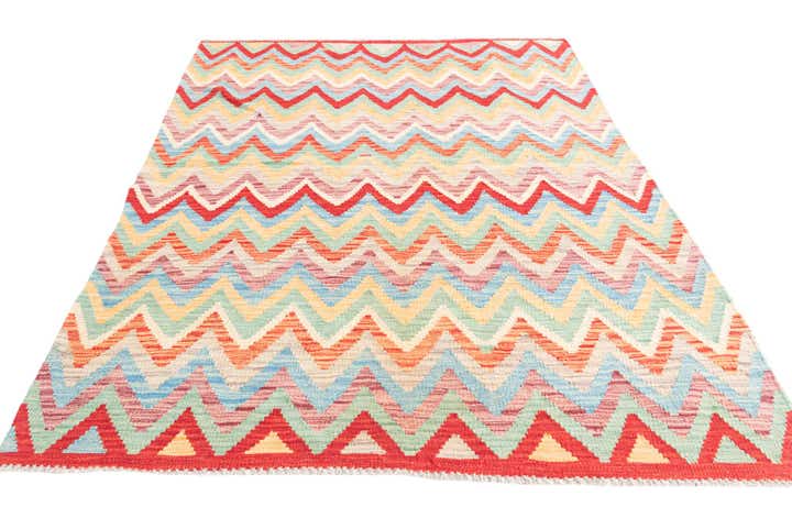 4' 5 x 6' Hand Woven Kilim Maymana Wool Rug