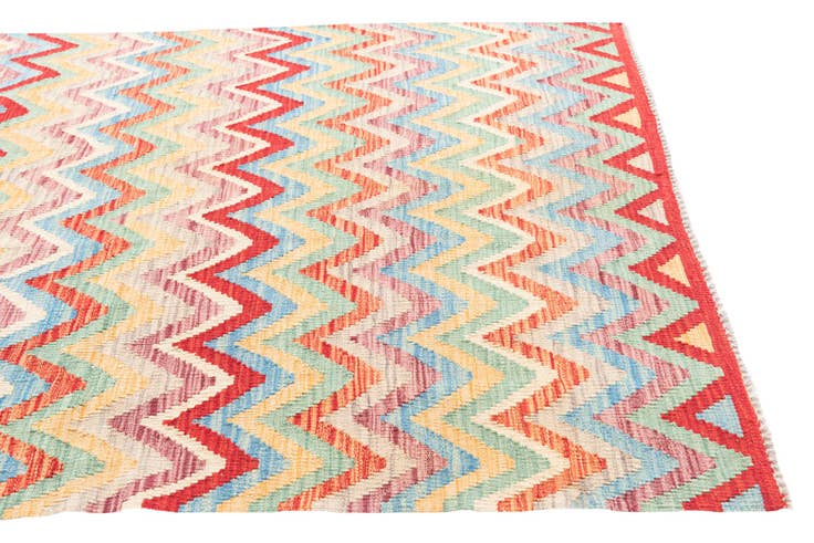 Detail image of 4' 5 x 6' Hand Woven Kilim Maymana Wool Rug