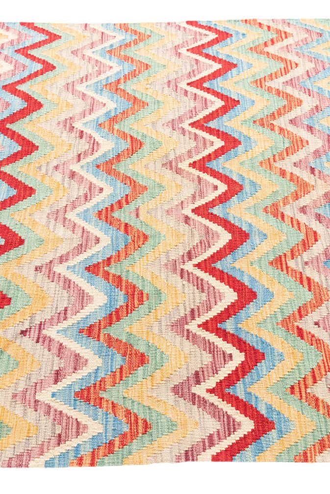 4' 5 x 6' Hand Woven Kilim Maymana Wool Rug