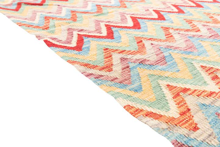 4' 5 x 6' Hand Woven Kilim Maymana Wool Rug