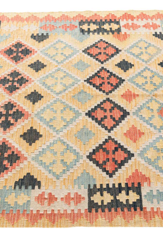 4' 2 x 5' 9 Hand Woven Kilim Maymana Wool Rug