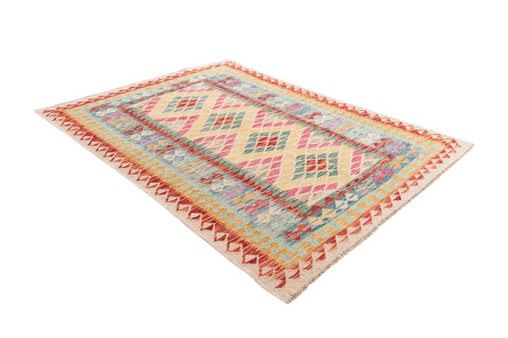 Detail image of 4' 10 x 6' 9 Hand Woven Kilim Maymana Wool Rug