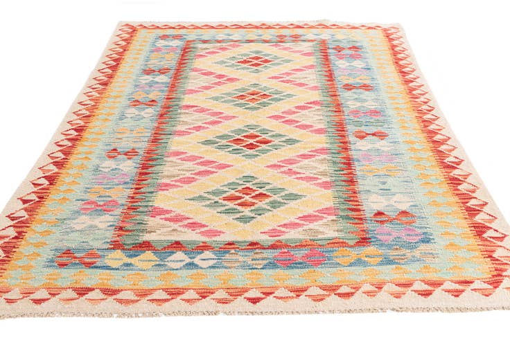 Detail image of 4' 10 x 6' 9 Hand Woven Kilim Maymana Wool Rug