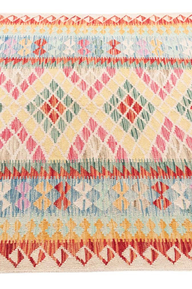 4' 10 x 6' 9 Hand Woven Kilim Maymana Wool Rug
