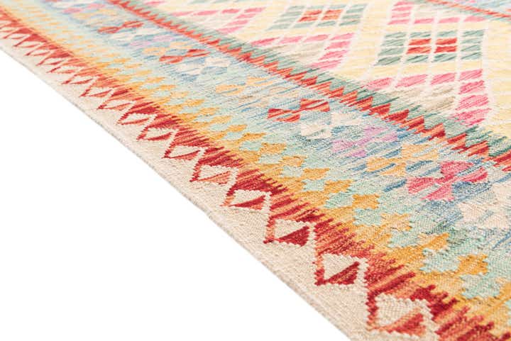 4' 10 x 6' 9 Hand Woven Kilim Maymana Wool Rug