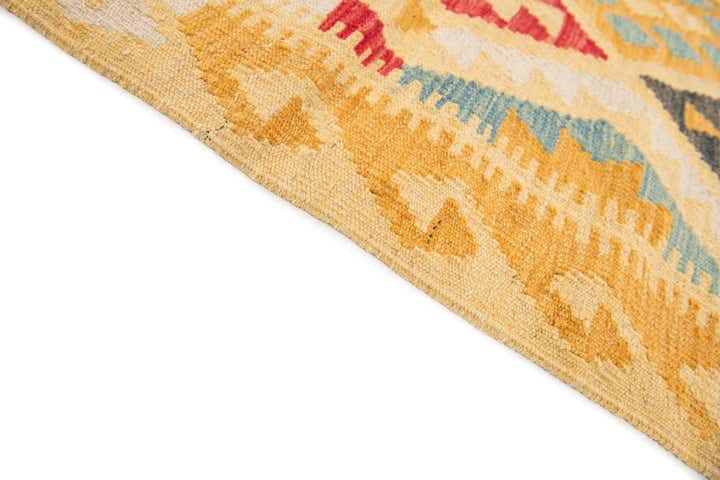 4' 2 x 5' 8 Hand Woven Kilim Maymana Wool Rug