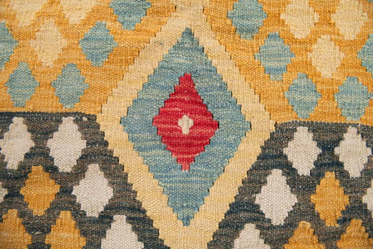 Detail image of 4' 2 x 5' 8 Hand Woven Kilim Maymana Wool Rug