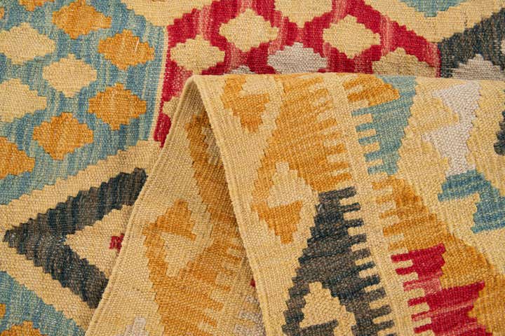 4' 2 x 5' 8 Hand Woven Kilim Maymana Wool Rug