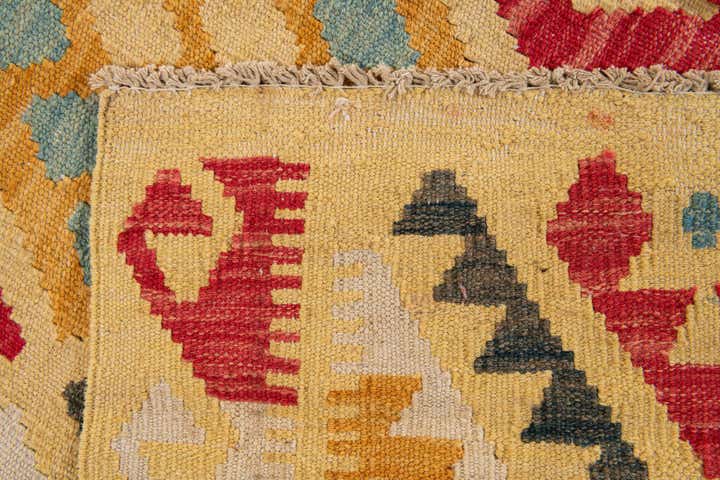 4' 2 x 5' 8 Hand Woven Kilim Maymana Wool Rug