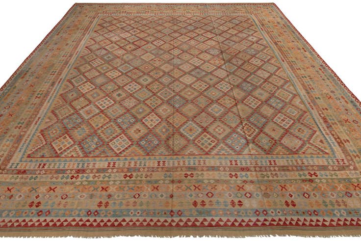Detailansicht von 600cm x 785cm Handgewebt Kilim Maymana Wolle Teppich
