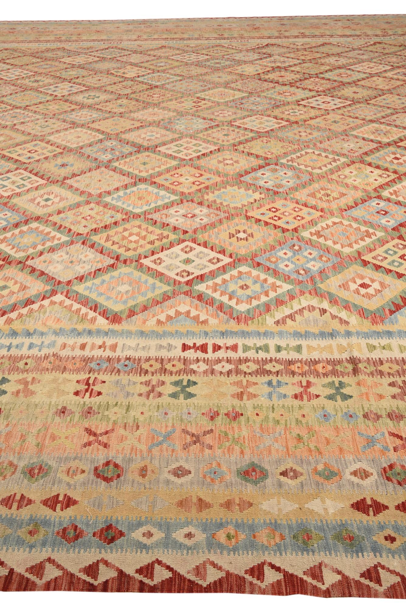 19' 9 x 25' 10 Hand Woven Kilim Maymana Wool Rug