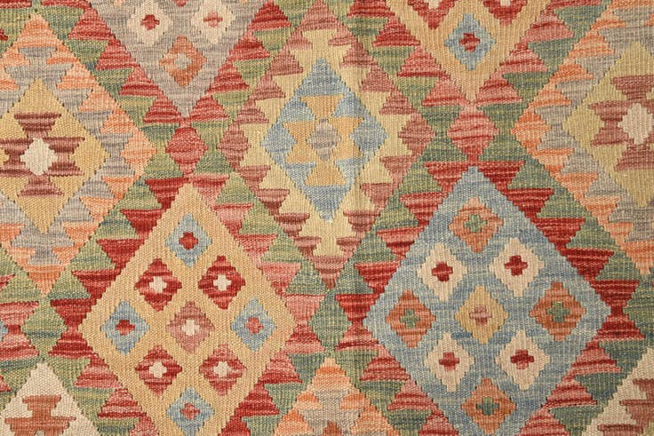 Detailansicht von 600cm x 785cm Handgewebt Kilim Maymana Wolle Teppich