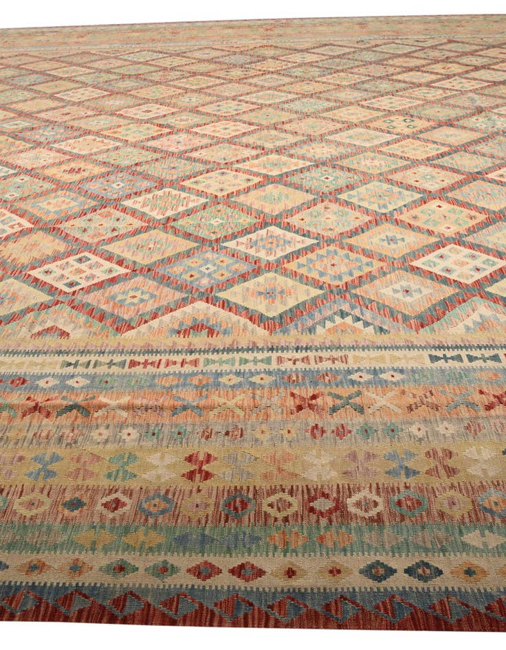 Detail image of 20' x 25' 5 Hand Woven Kilim Maymana Wool Rug