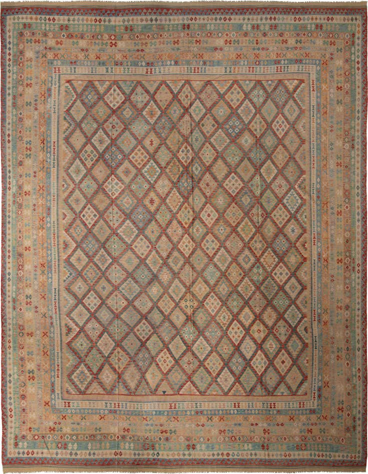 Detail image of 20' x 25' 5 Hand Woven Kilim Maymana Wool Rug