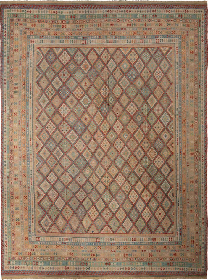Detail image of 20' x 25' 5 Hand Woven Kilim Maymana Wool Rug