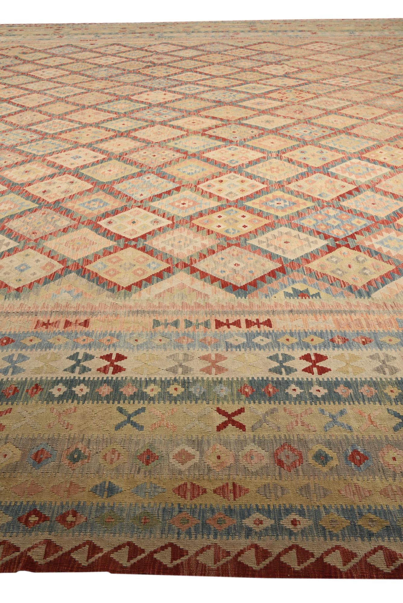 19' 9 x 25' 5 Hand Woven Kilim Maymana Wool Rug