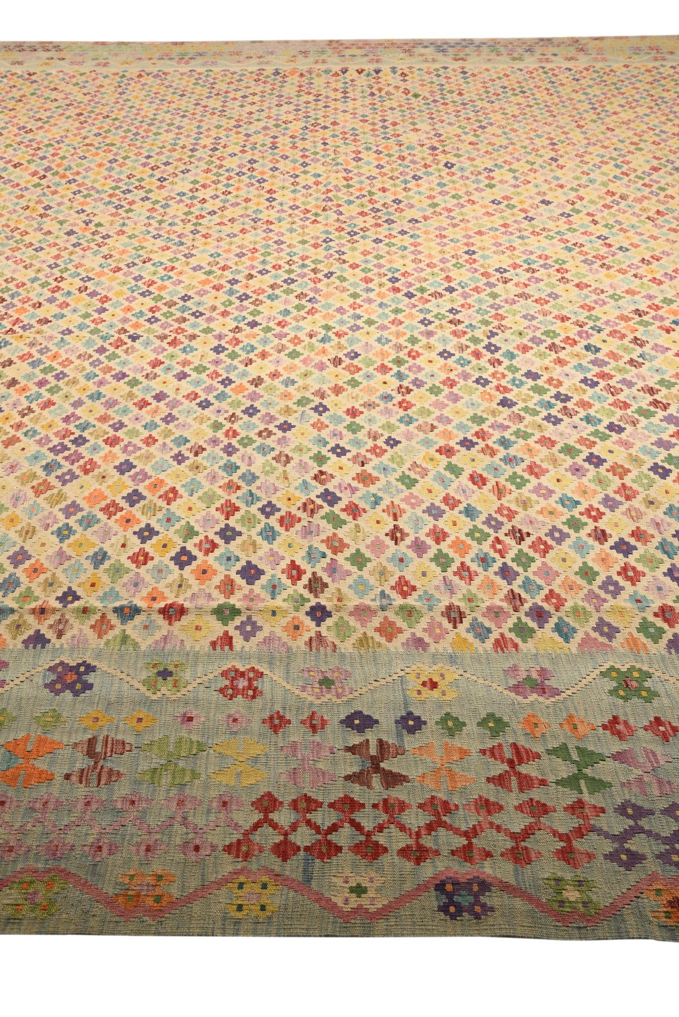 17' 5 x 31' Hand Woven Kilim Maymana Wool Rug