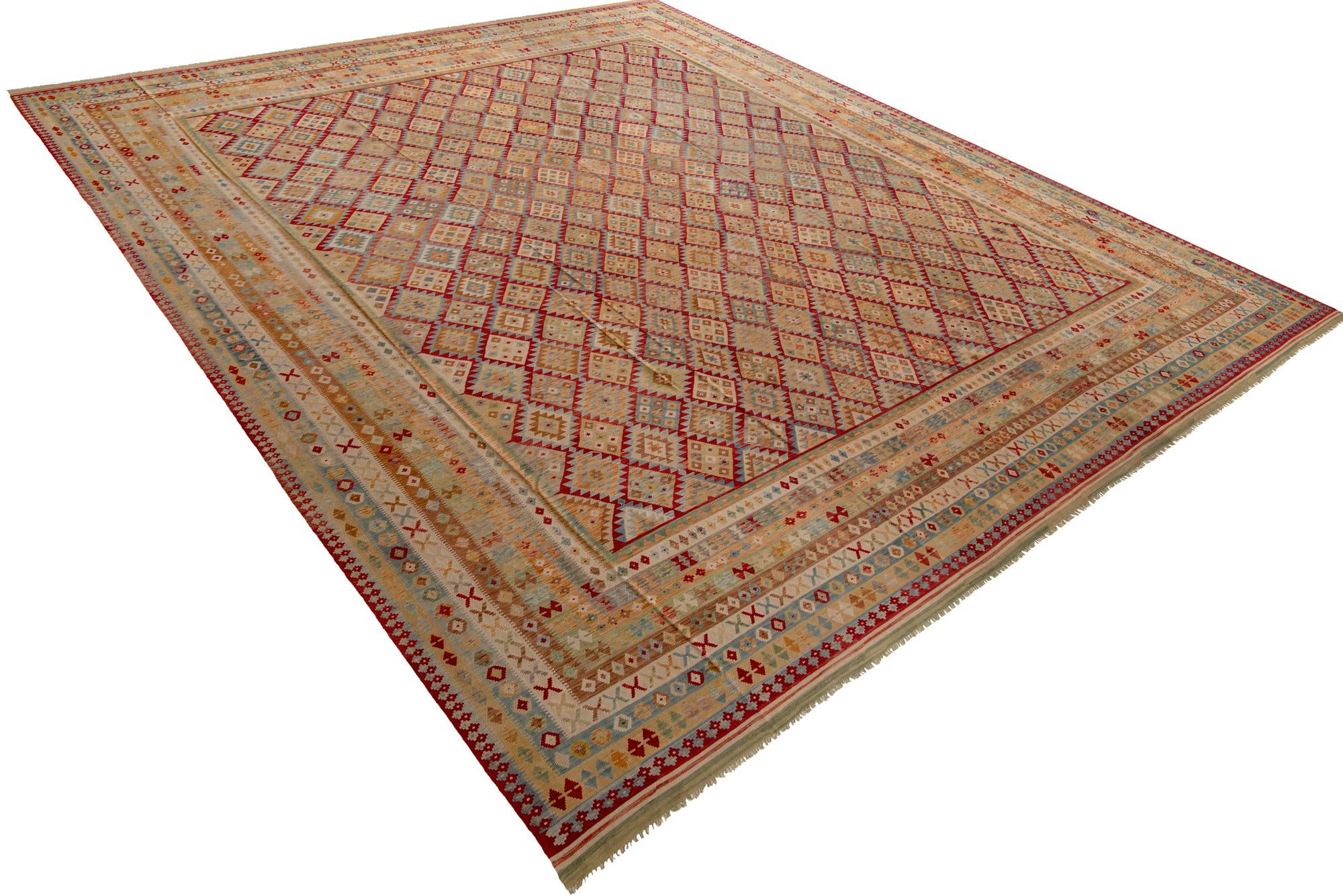 20' 5 x 25' 9 Hand Woven Kilim Maymana Wool Rug