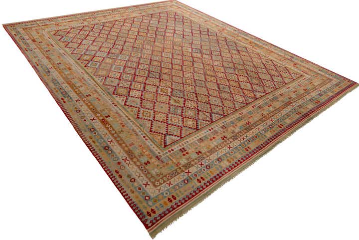 20' 5 x 25' 9 Hand Woven Kilim Maymana Wool Rug