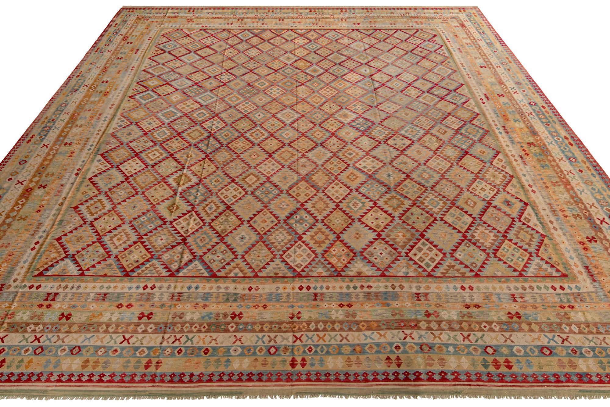20' 5 x 25' 9 Hand Woven Kilim Maymana Wool Rug