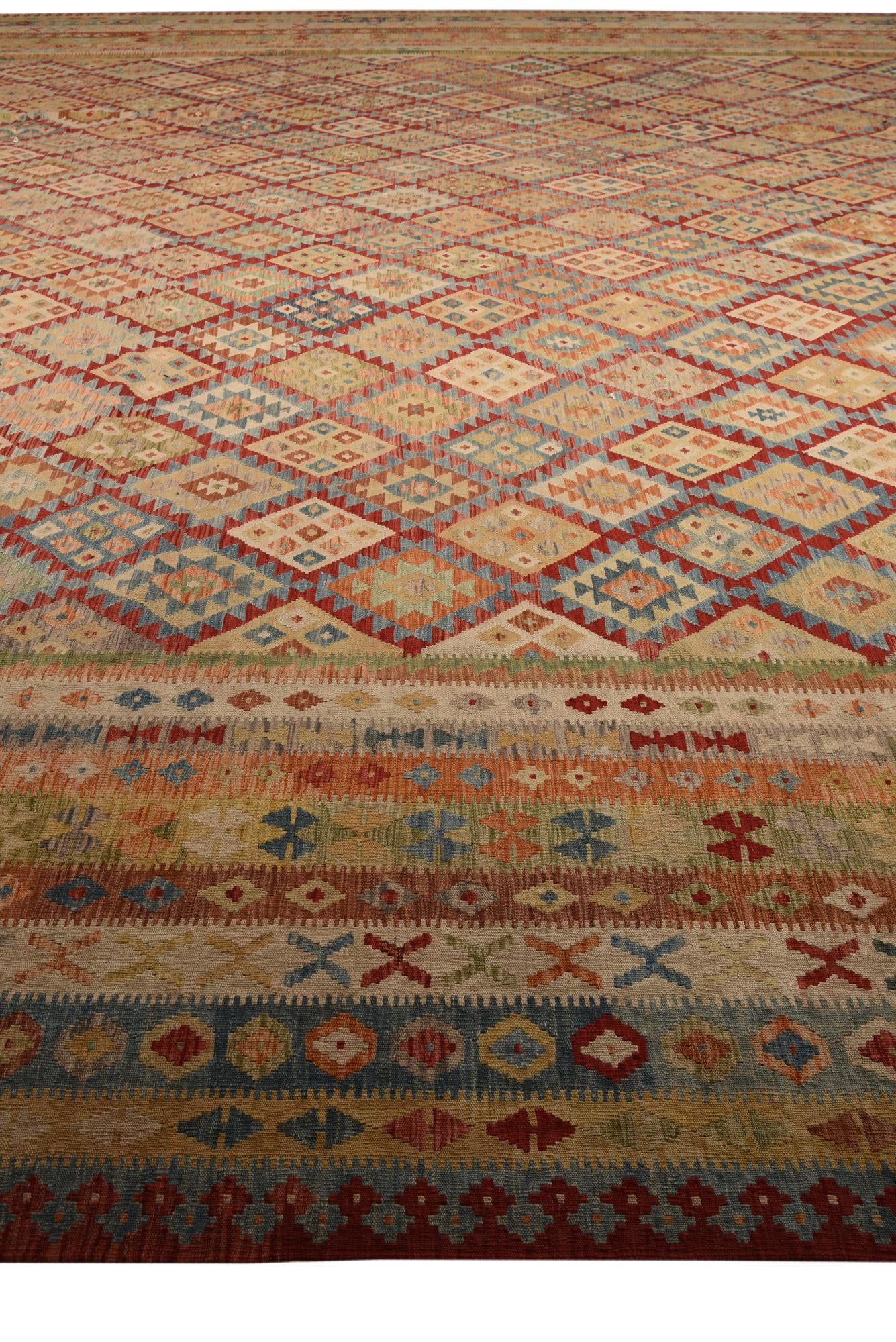 20' 5 x 25' 9 Hand Woven Kilim Maymana Wool Rug