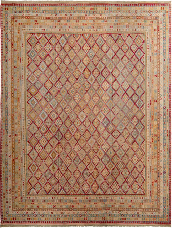 20' 5 x 25' 9 Hand Woven Kilim Maymana Wool Rug