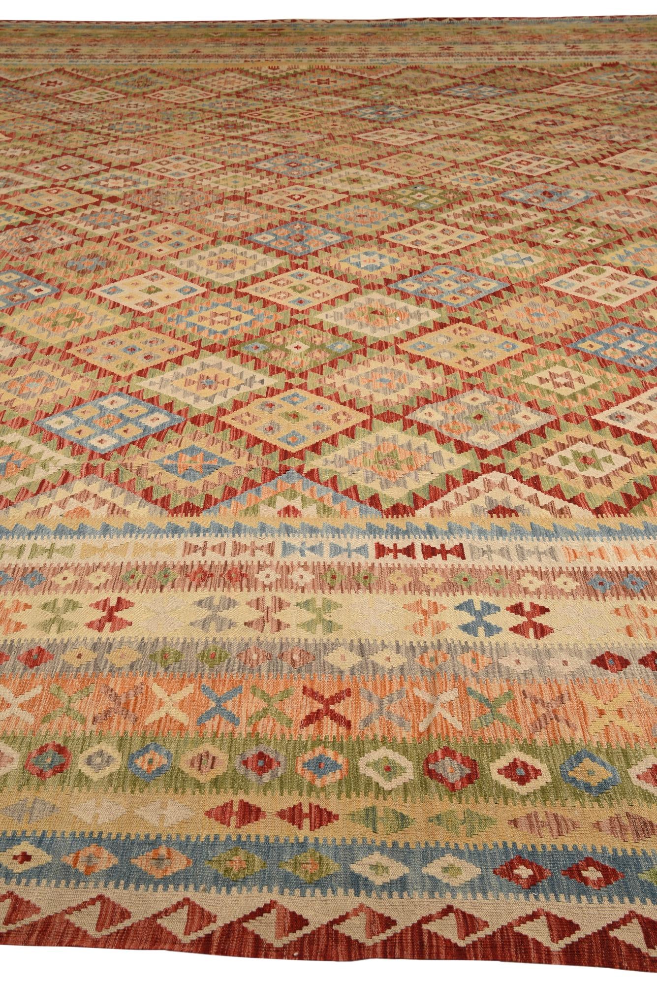19' 10 x 25' 6 Hand Woven Kilim Maymana Wool Rug