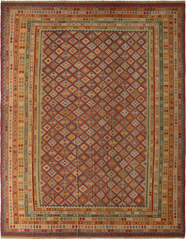 Detail image of 16' x 25' 10 Hand Woven Kilim Maymana Wool Rug