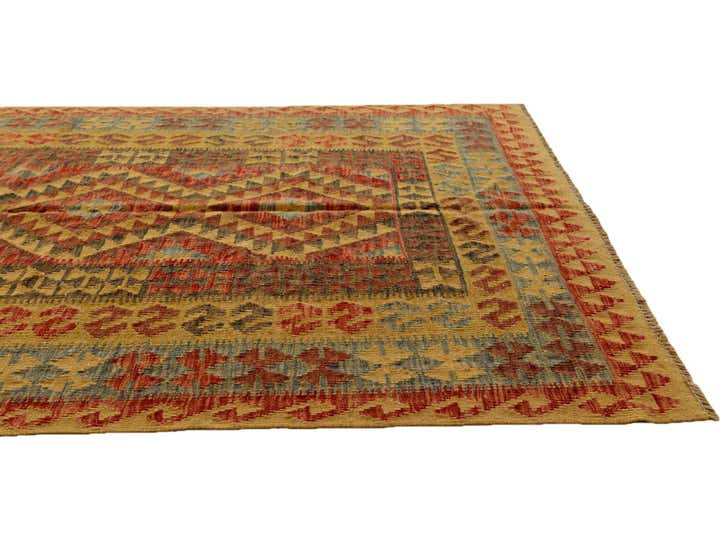 5' 1 x 8' 2 Hand Woven Kilim Maymana Wool Rug