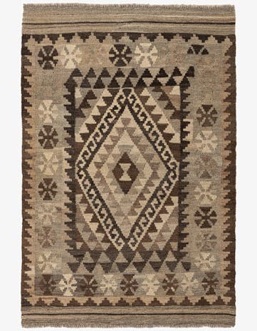 3' 2 x 4' 9 Hand Woven Kilim Maymana Wool Rug