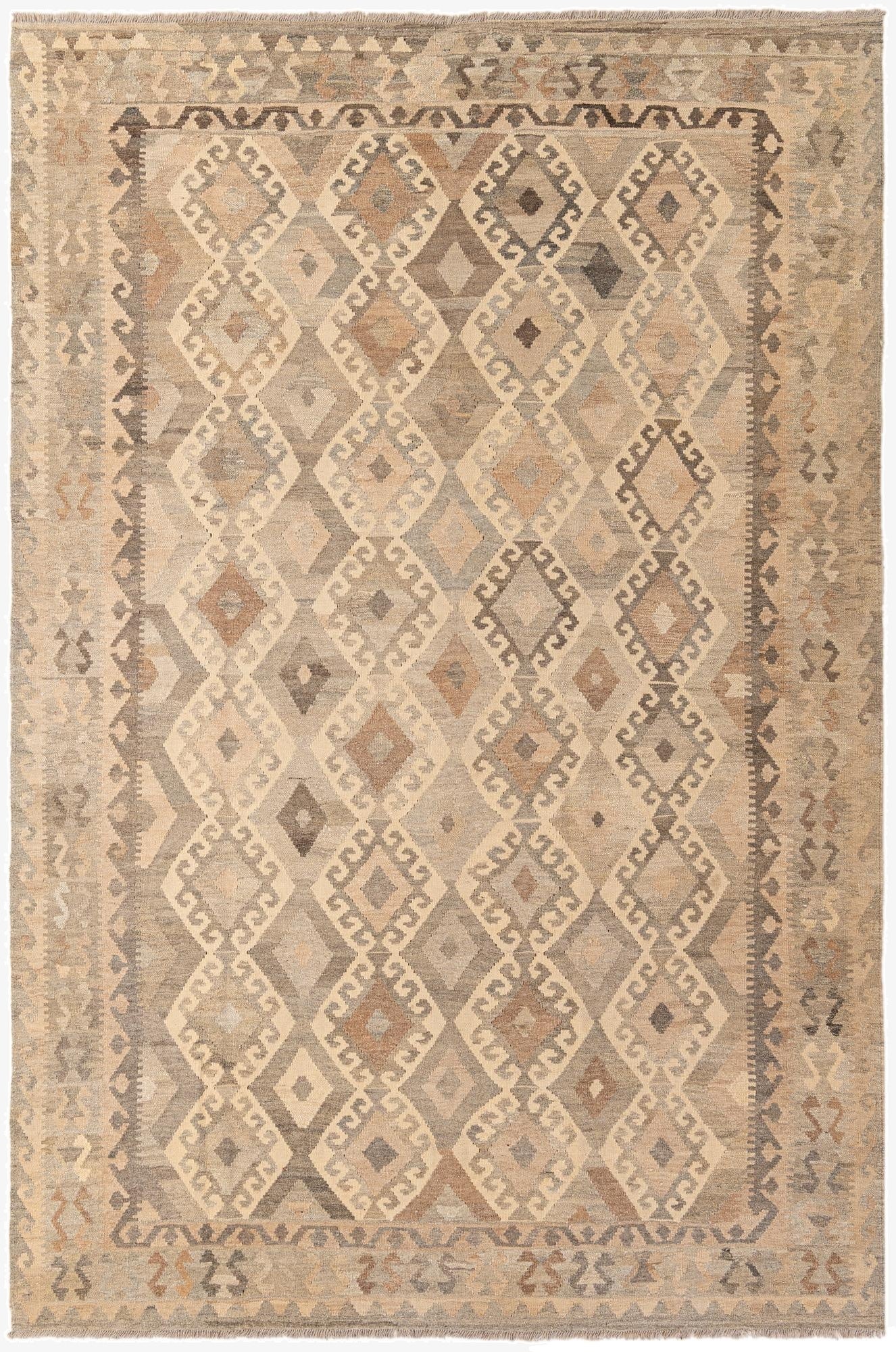 6' 9 x 10'  Hand Woven Kilim Maymana Wool Rug