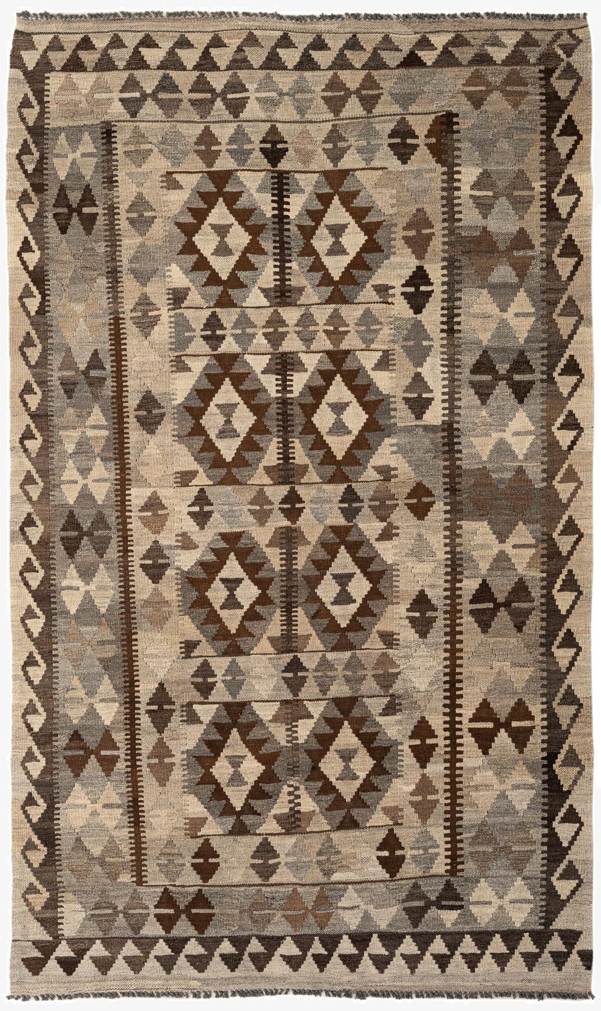 4' 5 x 7' 3  Hand Woven Kilim Maymana Wool Rug