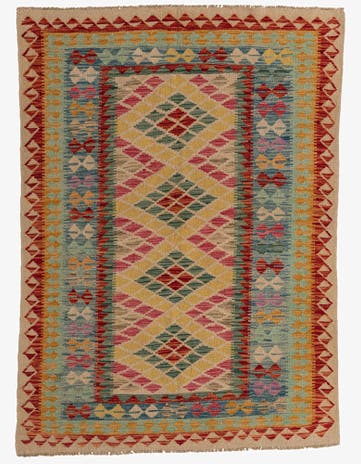 4' 10 x 6' 9 Hand Woven Kilim Maymana Wool Rug